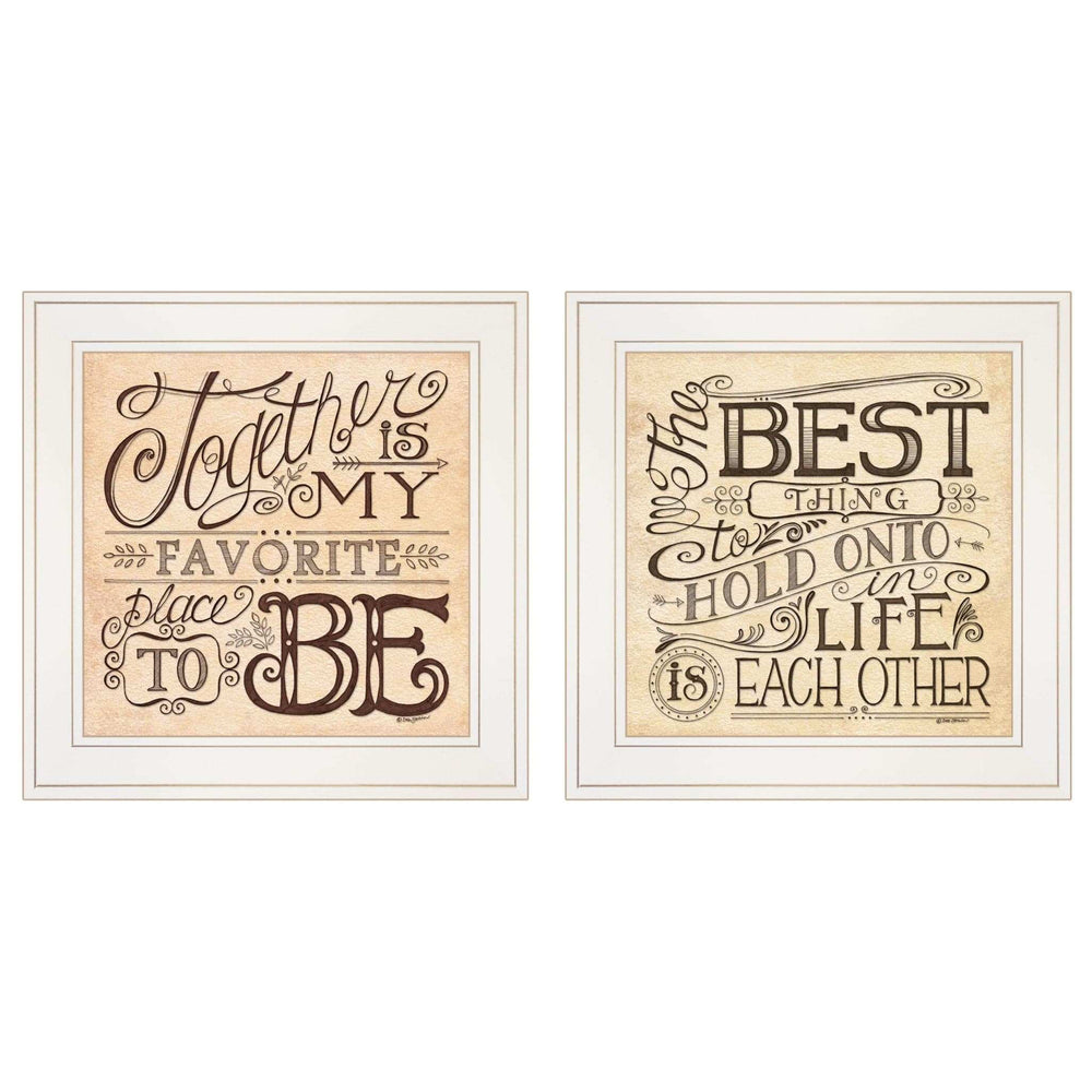 Set Of Two Together or Each Other 1 White Framed Print Wall Art - Homeroots - Flyclothing LLC
