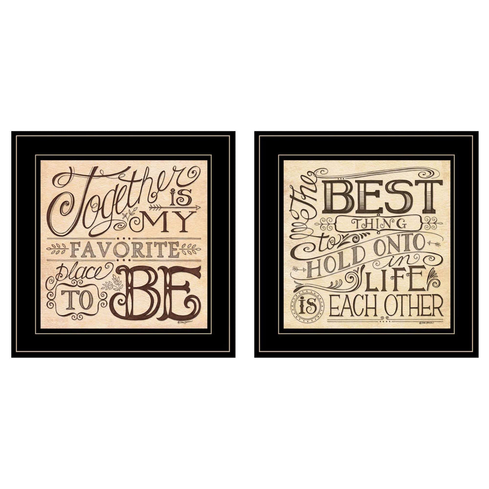 Set Of Two Together or Each Other 2 Black Framed Print Wall Art - Homeroots - Flyclothing LLC