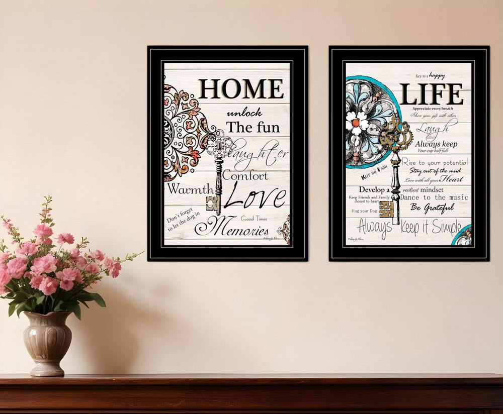 Set Of Two Life or Home 2 Black Framed Print Wall Art - Homeroots - Flyclothing LLC