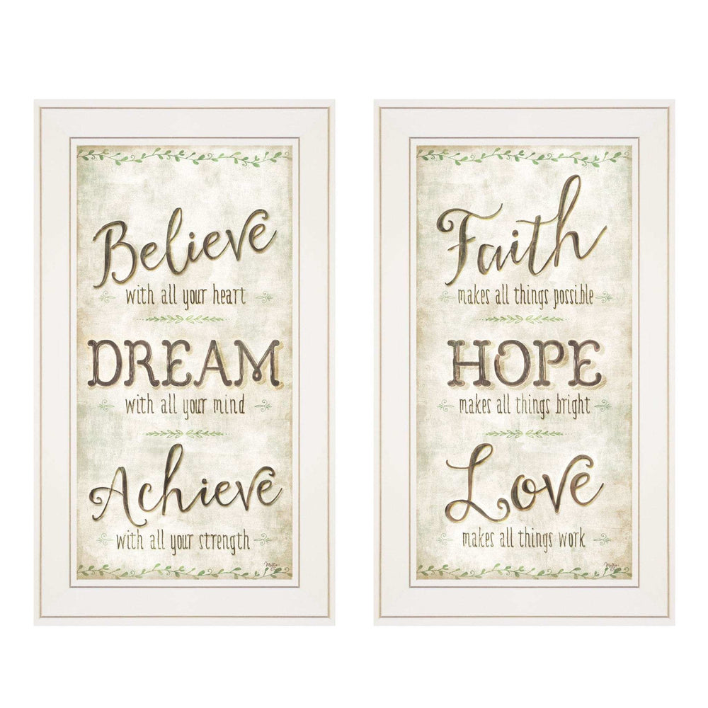 Set Of Two Faith or Believe 1 White Framed Print Wall Art - Homeroots - Flyclothing LLC