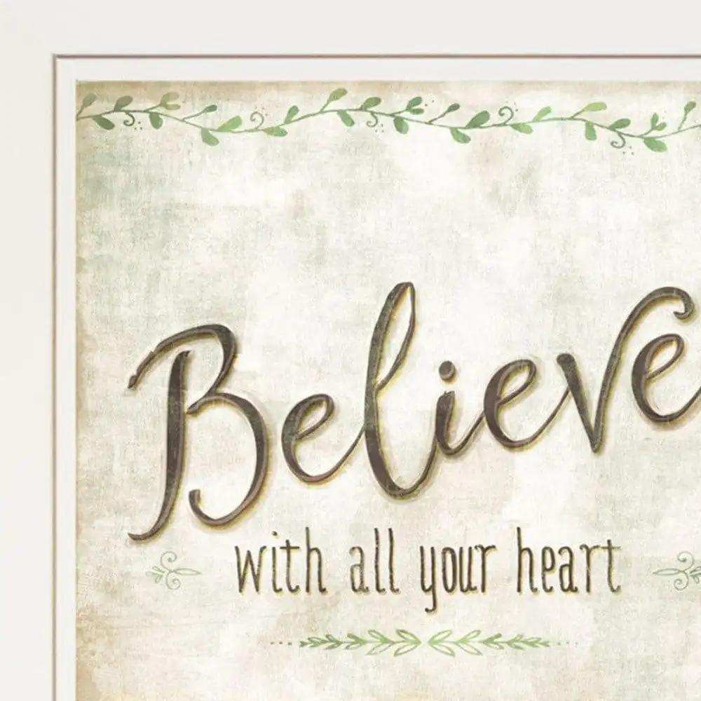 Set Of Two Faith or Believe 1 White Framed Print Wall Art - Homeroots - Flyclothing LLC