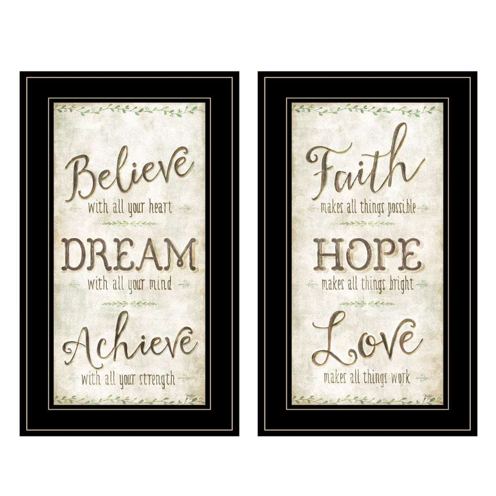 Set Of Two Faith or Believe 2 Black Framed Print Wall Art - Homeroots - Flyclothing LLC
