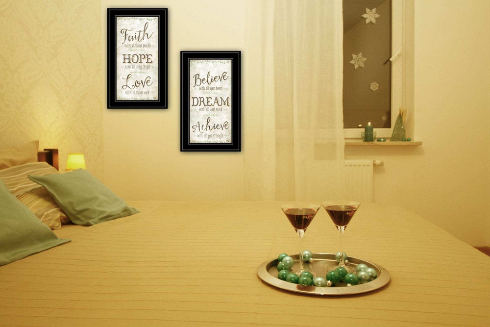 Set Of Two Faith or Believe 2 Black Framed Print Wall Art - Homeroots - Flyclothing LLC