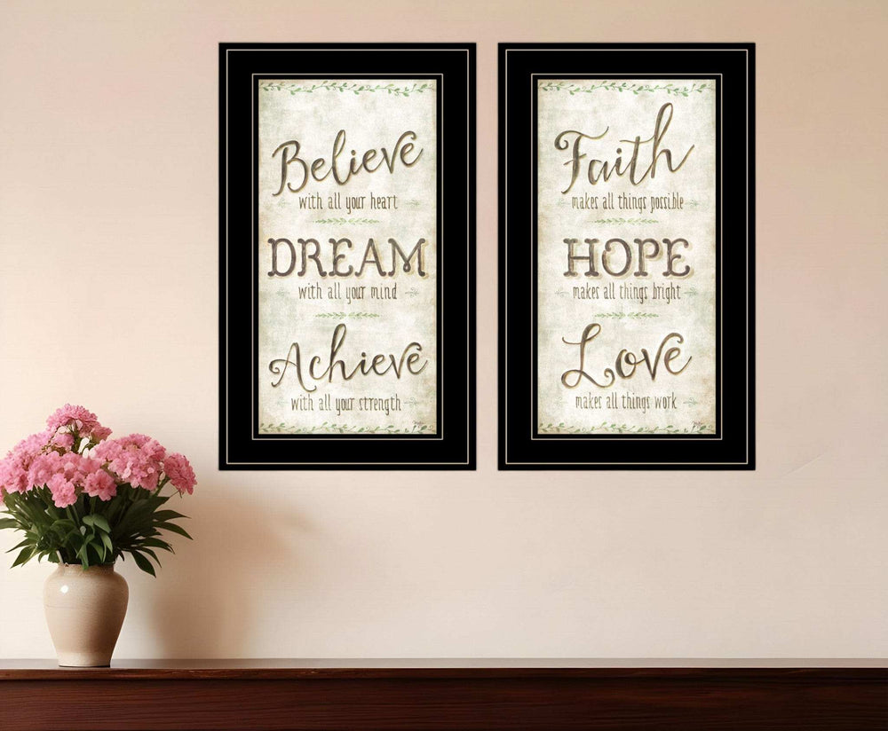 Set Of Two Faith or Believe 2 Black Framed Print Wall Art - Homeroots - Flyclothing LLC