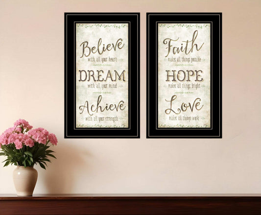 Set Of Two Faith or Believe 2 Black Framed Print Wall Art - Homeroots - Flyclothing LLC