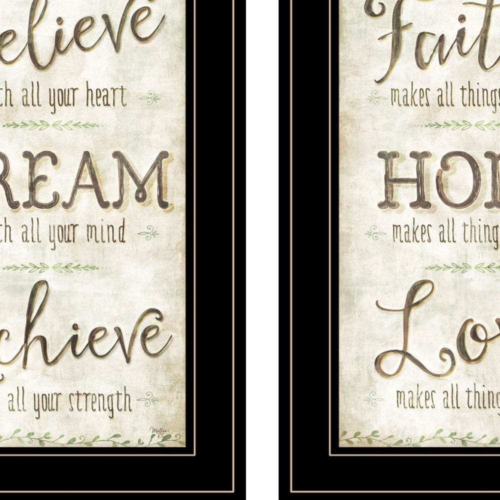 Set Of Two Faith or Believe 2 Black Framed Print Wall Art - Homeroots - Flyclothing LLC