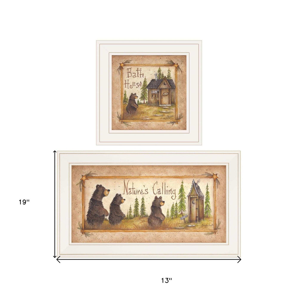 Set Of Two Natures or Bath 1 White Framed Print Bathroom Wall Art - Homeroots - Flyclothing LLC