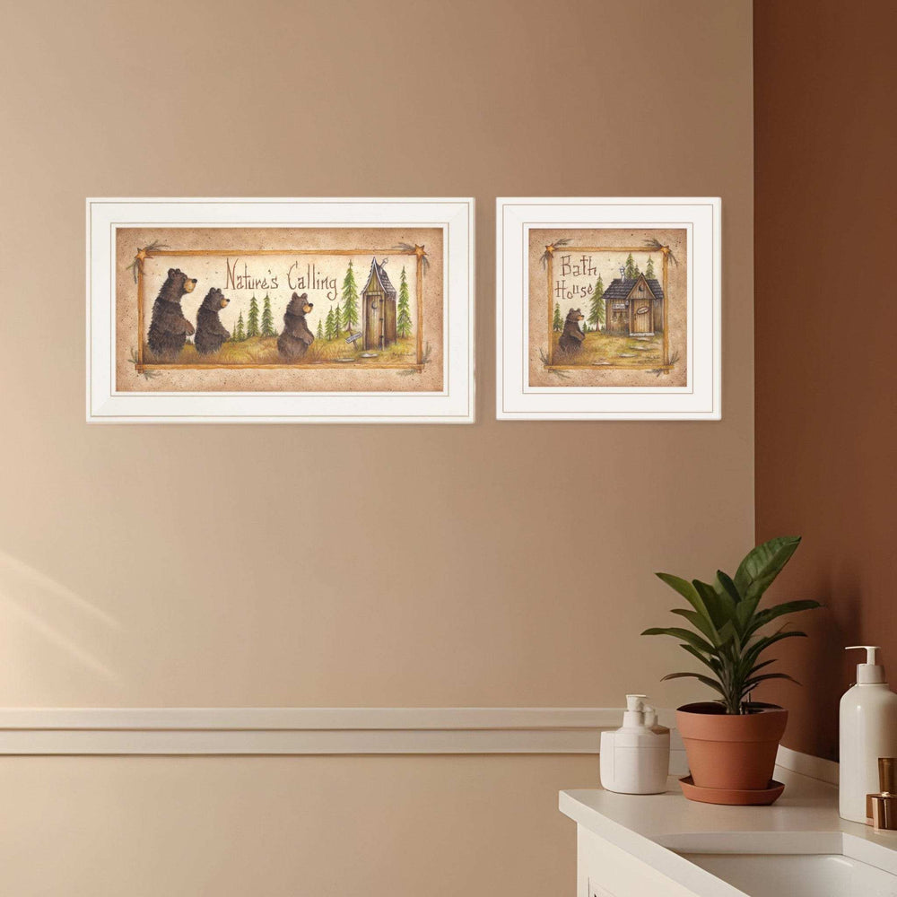 Set Of Two Natures or Bath 1 White Framed Print Bathroom Wall Art - Homeroots - Flyclothing LLC