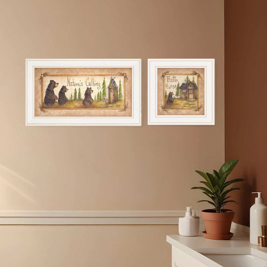 Set Of Two Natures or Bath 1 White Framed Print Bathroom Wall Art - Homeroots - Flyclothing LLC