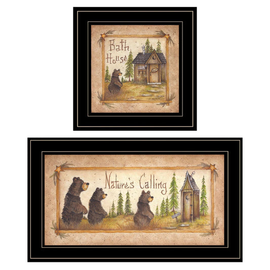 Set Of Two Natures or Bath 2 Black Framed Print Bathroom Wall Art - Homeroots - Flyclothing LLC