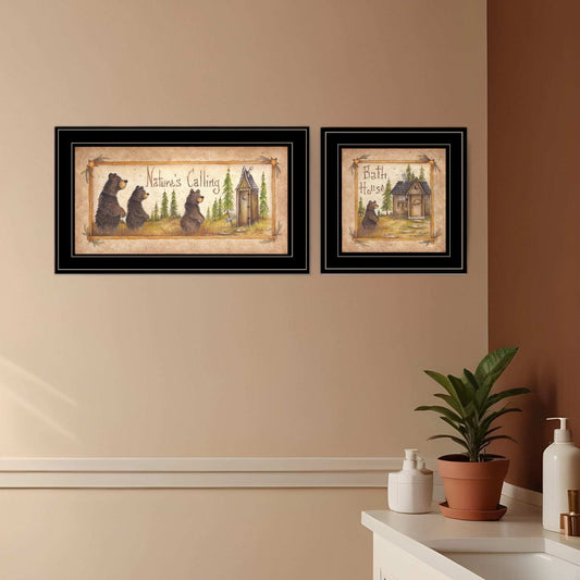 Set Of Two Natures or Bath 2 Black Framed Print Bathroom Wall Art - Homeroots - Flyclothing LLC