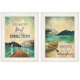 Set Of Two Right Direction or Adventure 1 White Framed Print Wall Art - Homeroots - Flyclothing LLC