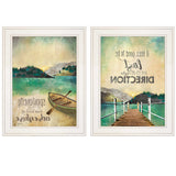 Set Of Two Right Direction or Adventure 1 White Framed Print Wall Art - Homeroots - Flyclothing LLC