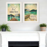 Set Of Two Right Direction or Adventure 1 White Framed Print Wall Art - Homeroots - Flyclothing LLC