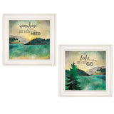 Set Of Two Lake or Sunshine 1 White Framed Print Wall Art - Homeroots - Flyclothing LLC