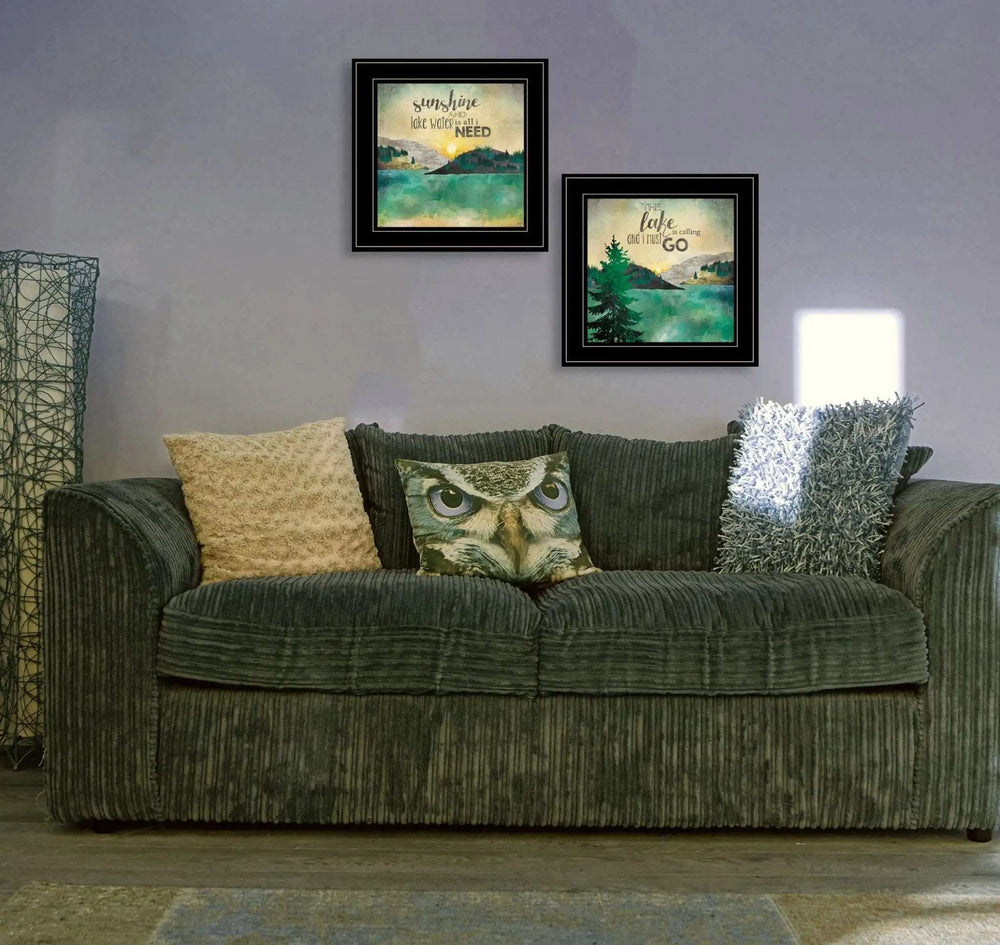 Set Of Two Lake or Sunshine 2 Black Framed Print Wall Art - Homeroots - Flyclothing LLC