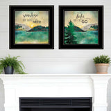 Set Of Two Lake or Sunshine 2 Black Framed Print Wall Art - Homeroots - Flyclothing LLC