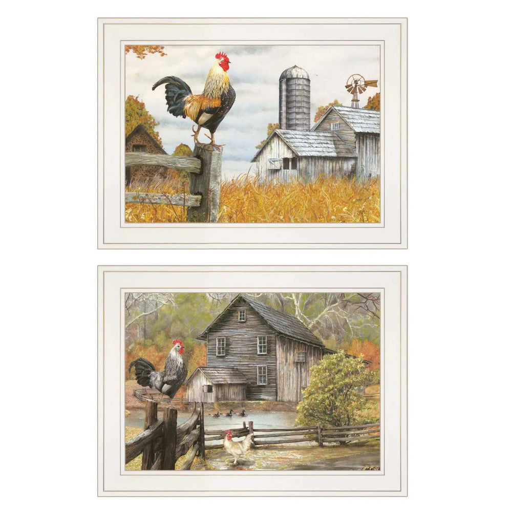 Set Of Two Down on the Farm 1 White Framed Print Wall Art - Homeroots - Flyclothing LLC