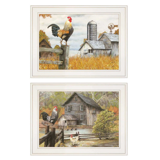 Set Of Two Down on the Farm 1 White Framed Print Wall Art - Homeroots - Flyclothing LLC