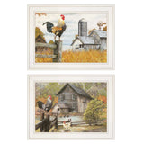 Set Of Two Down on the Farm 1 White Framed Print Wall Art - Homeroots - Flyclothing LLC