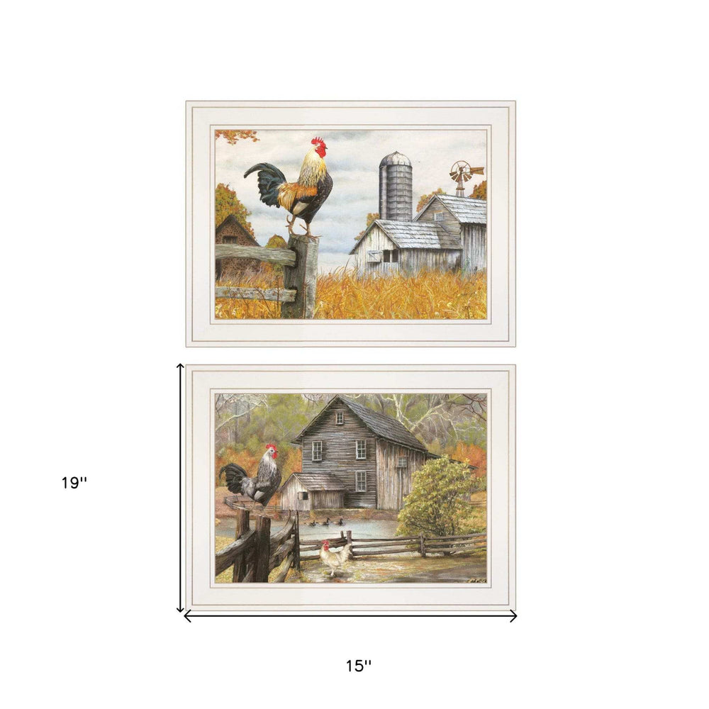 Set Of Two Down on the Farm 1 White Framed Print Wall Art - Homeroots - Flyclothing LLC