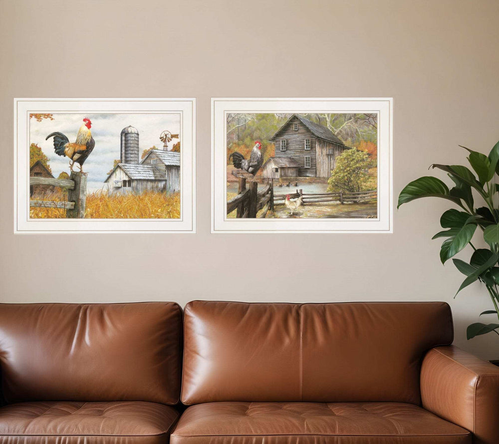 Set Of Two Down on the Farm 1 White Framed Print Wall Art - Homeroots - Flyclothing LLC