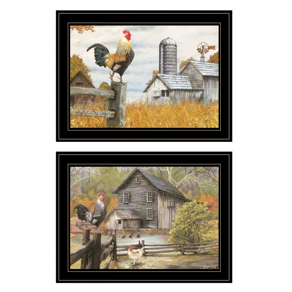 Set Of Two Down on the Farm 2 Black Framed Print Wall Art - Homeroots - Flyclothing LLC