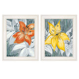 Set Of Two Tiger Lilies 1 White Framed Print Wall Art - Homeroots - Flyclothing LLC