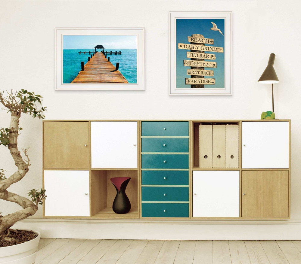 Set Of Two Beach Nautical White Framed Print Wall Art - Homeroots - Flyclothing LLC