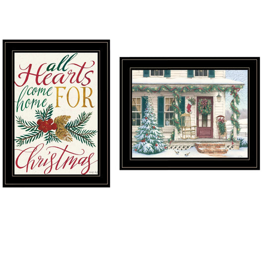 Set Of Two Come Home for Christmas 2 Black Framed Print Wall Art - Homeroots - Flyclothing LLC