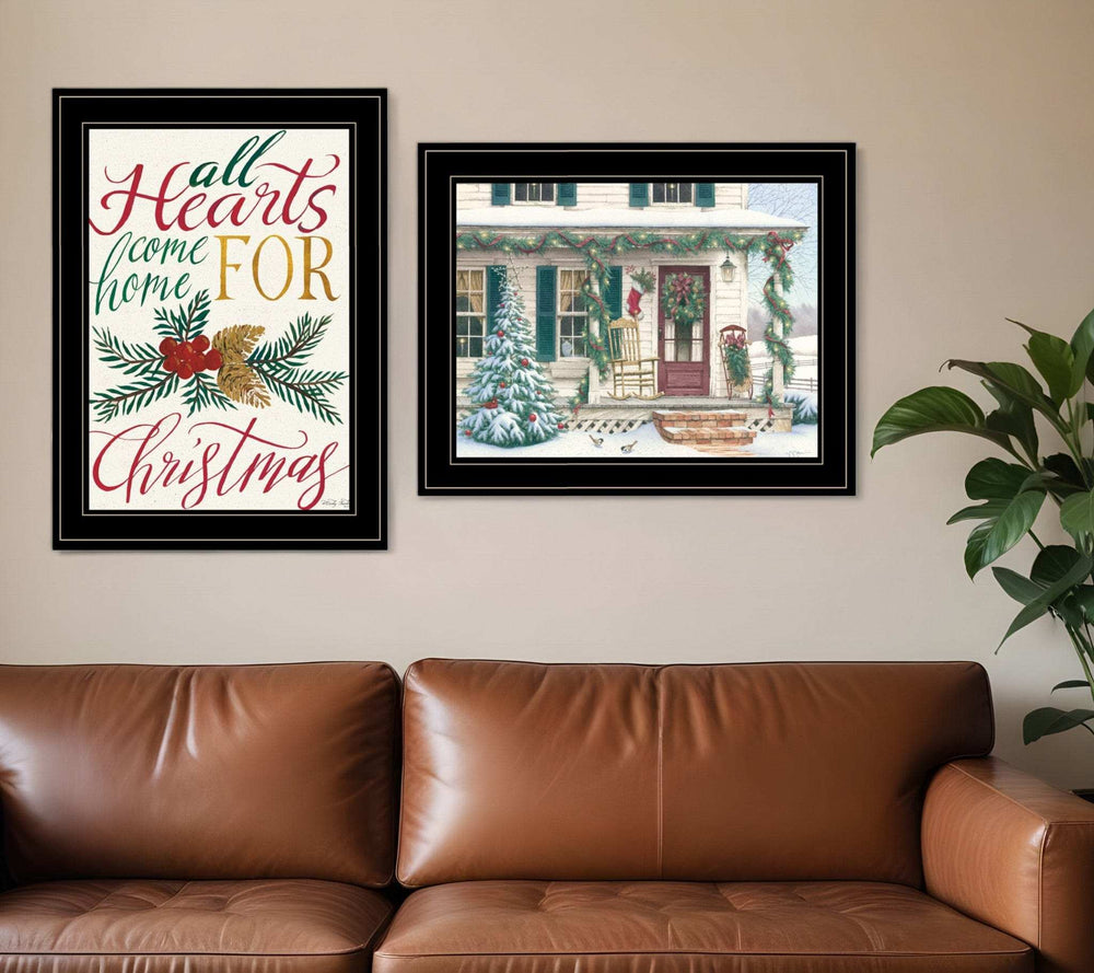 Set Of Two Come Home for Christmas 2 Black Framed Print Wall Art - Homeroots - Flyclothing LLC