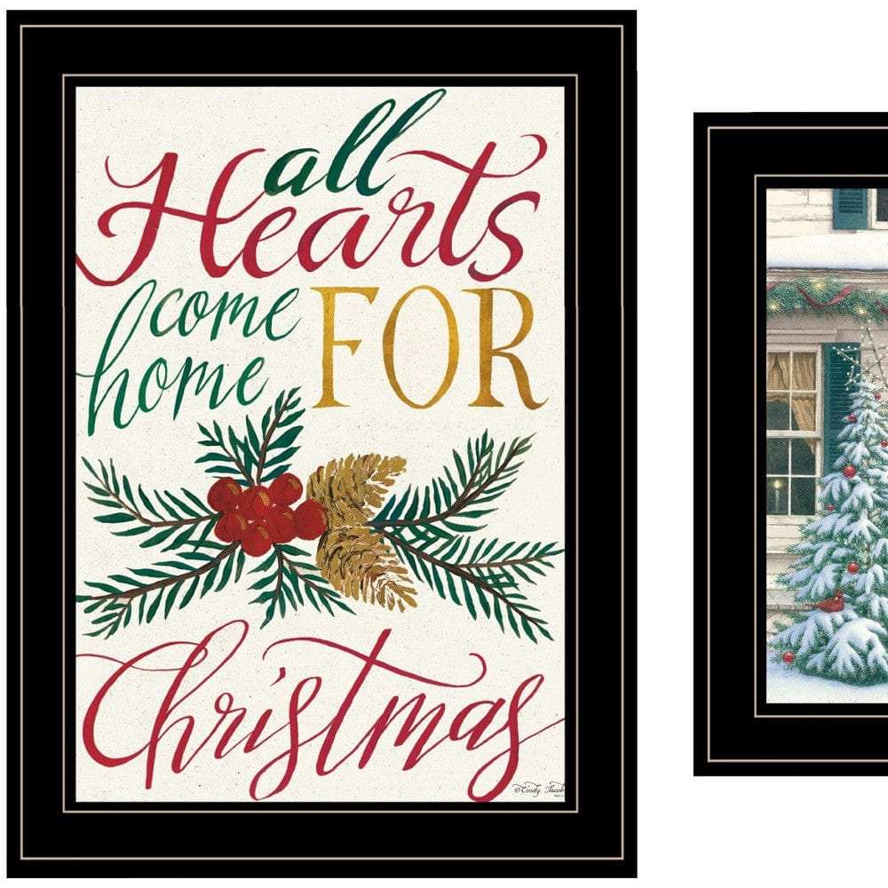 Set Of Two Come Home for Christmas 2 Black Framed Print Wall Art - Homeroots - Flyclothing LLC