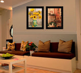 Set Of Two Vintage Country and Sunflowers 2 Black Framed Print Wall Art - Homeroots - Flyclothing LLC
