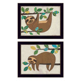 Set Of Two Cute Sloths 1 Black Framed Print Wall Art - Homeroots - Flyclothing LLC