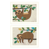 Set Of Two Cute Sloths 2 White Framed Print Wall Art - Homeroots - Flyclothing LLC