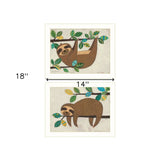 Set Of Two Cute Sloths 2 White Framed Print Wall Art - Homeroots - Flyclothing LLC