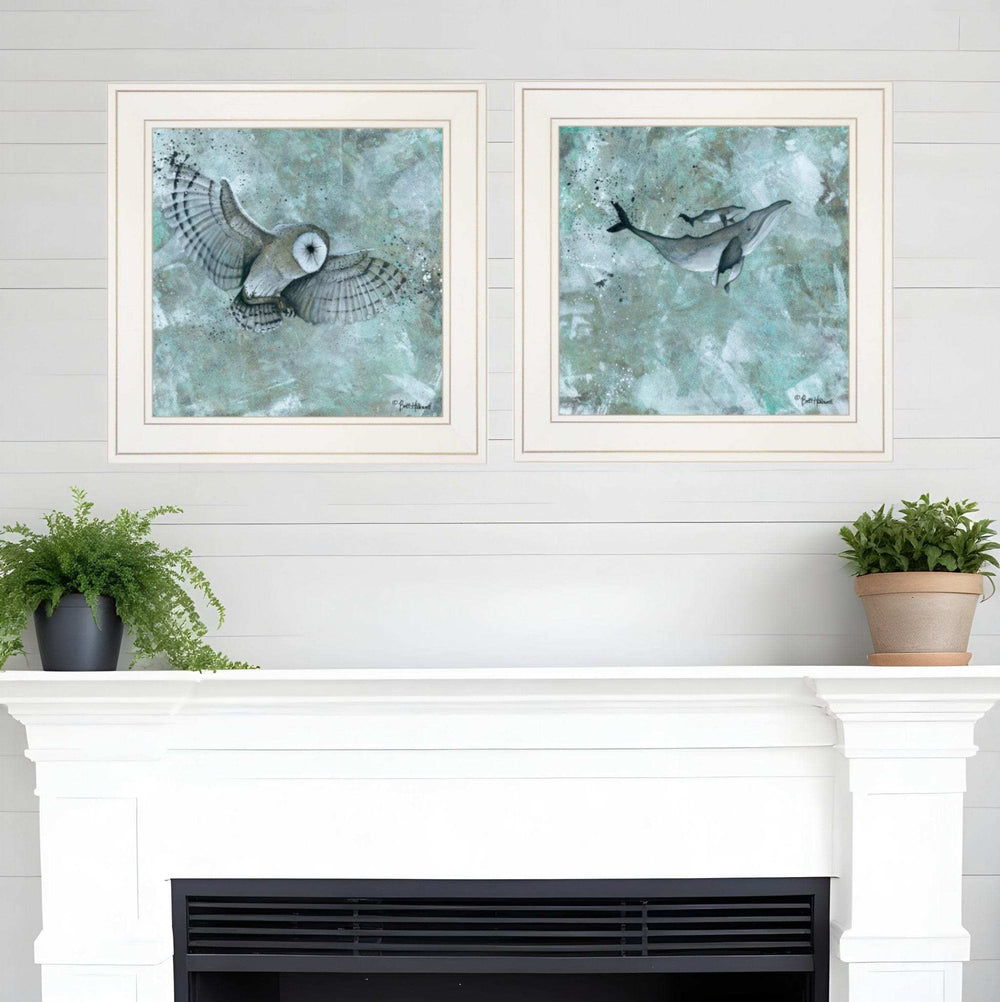Set Of Two Wildlife 1 White Framed Print Wall Art - Homeroots - Flyclothing LLC