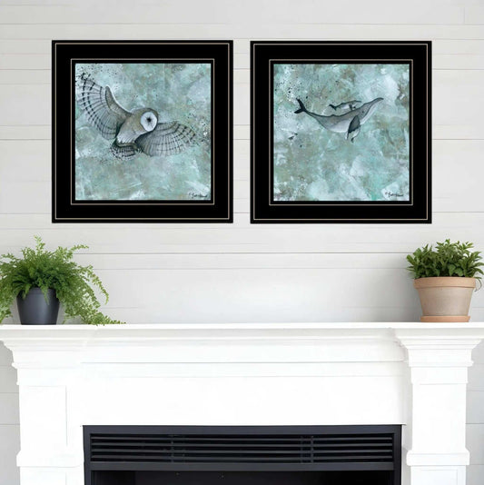 Set Of Two Wildlife 2 Black Framed Print Wall Art - Homeroots - Flyclothing LLC