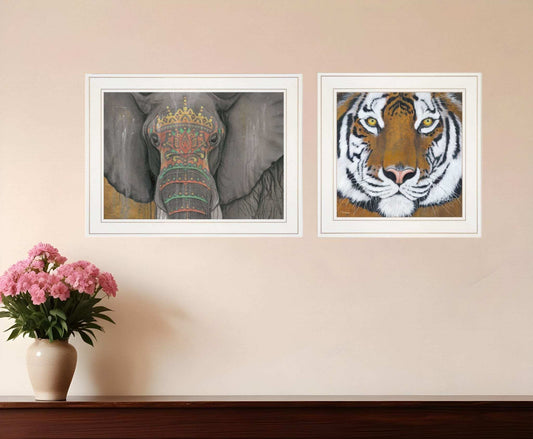 Set Of Two Wildlife II 1 White Framed Print Wall Art - Homeroots - Flyclothing LLC