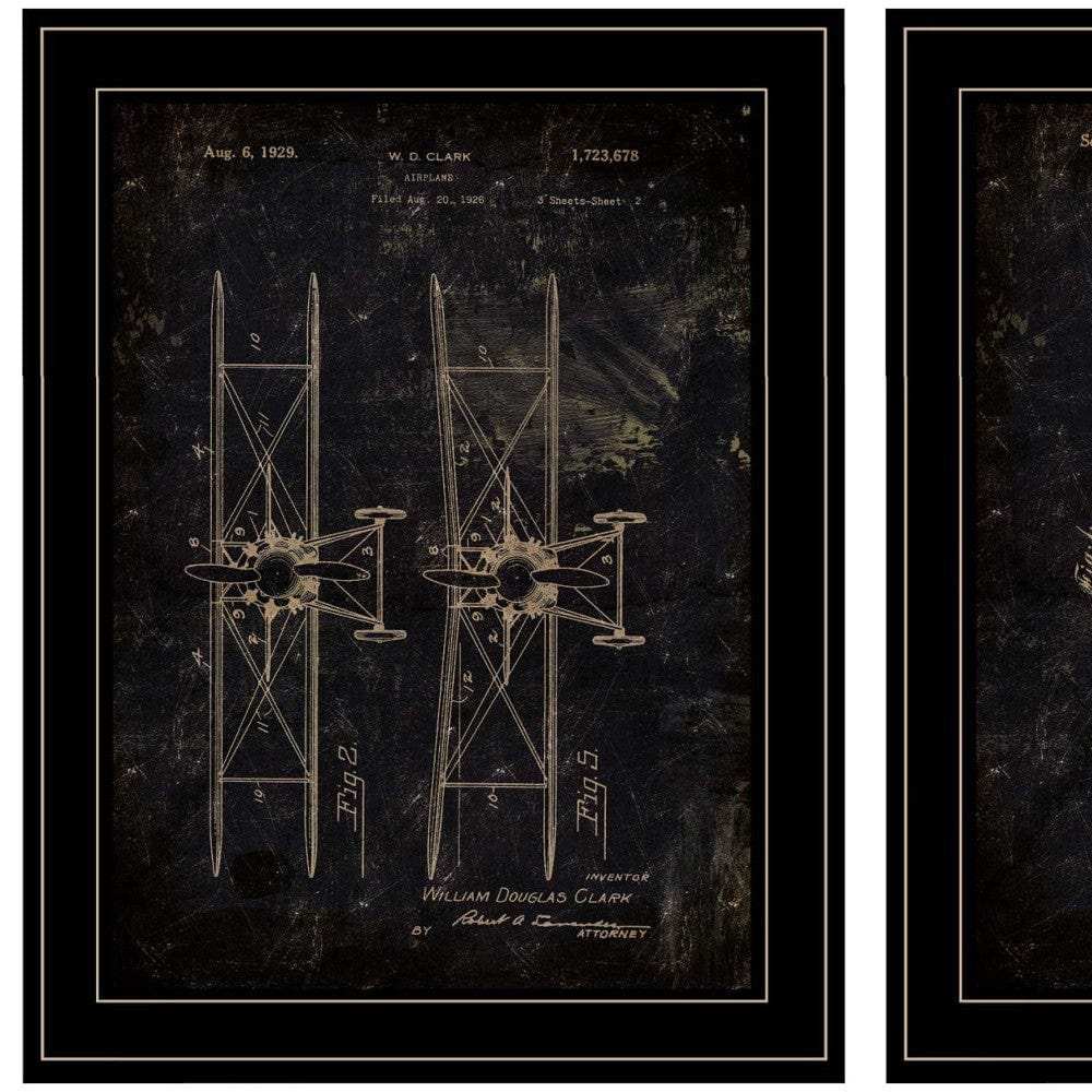 Set Of Two Airplane Patent I and II 2 Black Framed Print Wall Art - Homeroots - Flyclothing LLC