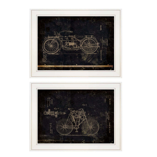 Set Of Two Motor Bike Patent I and II 1 White Framed Print Wall Art - Homeroots - Flyclothing LLC