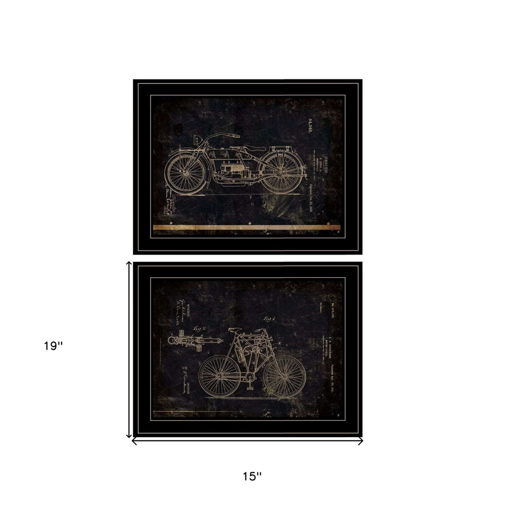 Set Of Two Motor Bike Patent I and II 2 Black Framed Print Wall Art - Homeroots - Flyclothing LLC