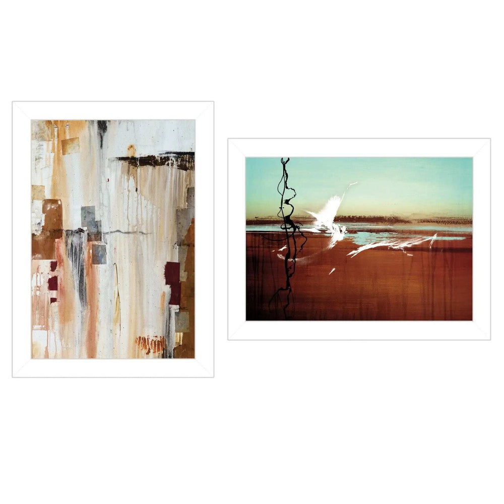 Set Of Two Abstract Flight 1 White Framed Print Wall Art - Homeroots - Flyclothing LLC