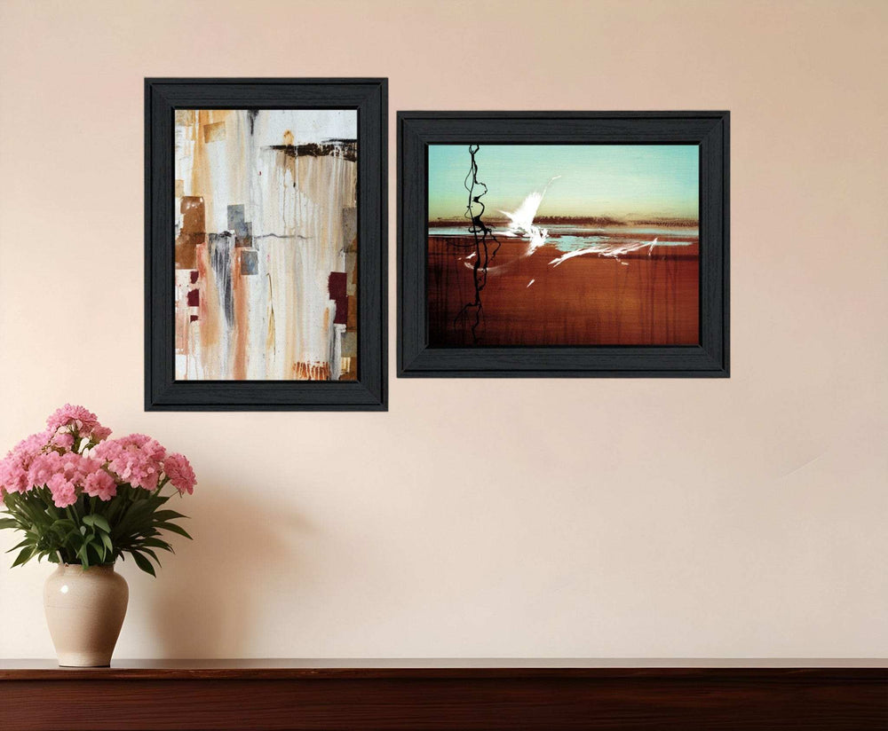 Set Of Two Abstract Flight 2 Black Framed Print Wall Art - Homeroots - Flyclothing LLC