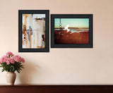 Set Of Two Abstract Flight 2 Black Framed Print Wall Art - Homeroots - Flyclothing LLC