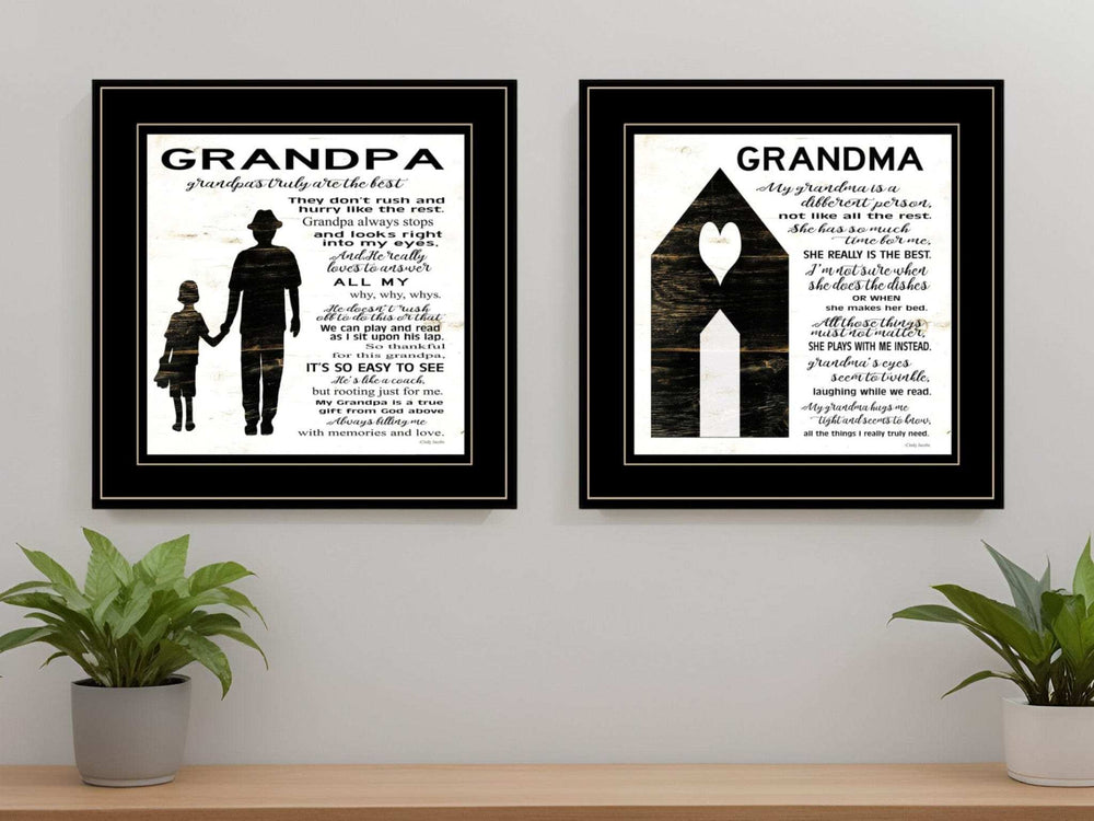 Set Of Two My Grandparents are the Best 1 Black Framed Print Wall Art - Homeroots - Flyclothing LLC