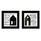 Set Of Two House or Blessing Black Framed Print Wall Art - Homeroots - Flyclothing LLC