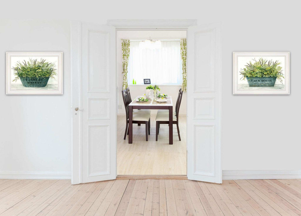 Set Of Two Farm Market Bouquet White Framed Print Wall Art - Homeroots - Flyclothing LLC