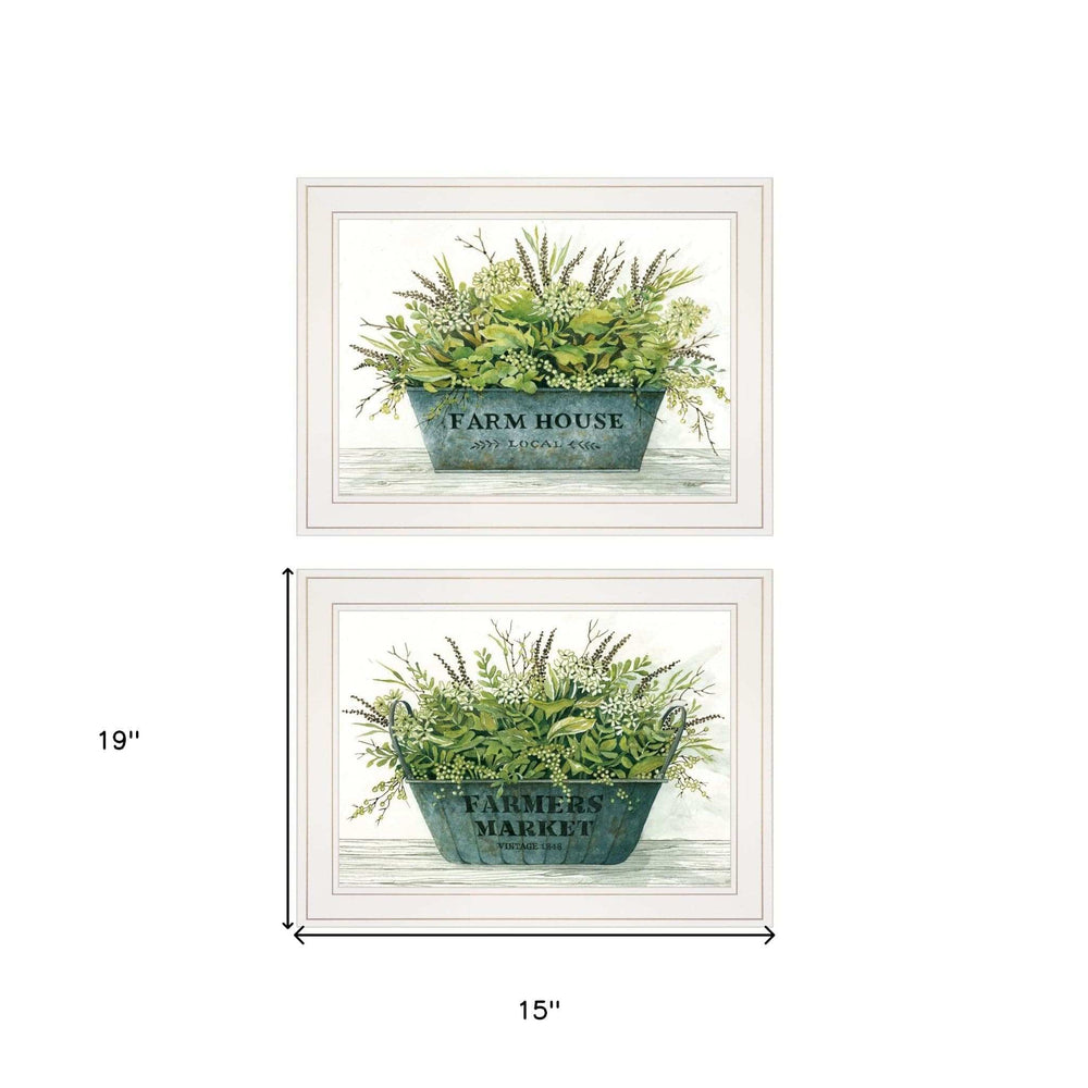 Set Of Two Farm Market Bouquet White Framed Print Wall Art - Homeroots - Flyclothing LLC