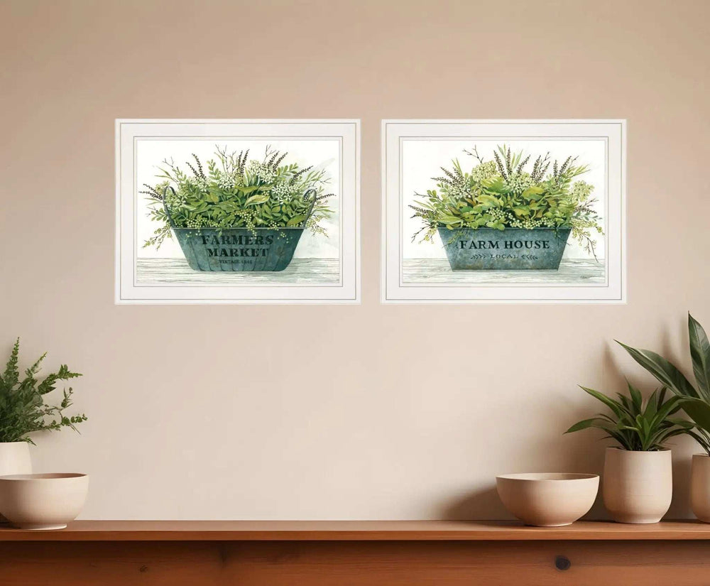 Set Of Two Farm Market Bouquet White Framed Print Wall Art - Homeroots - Flyclothing LLC